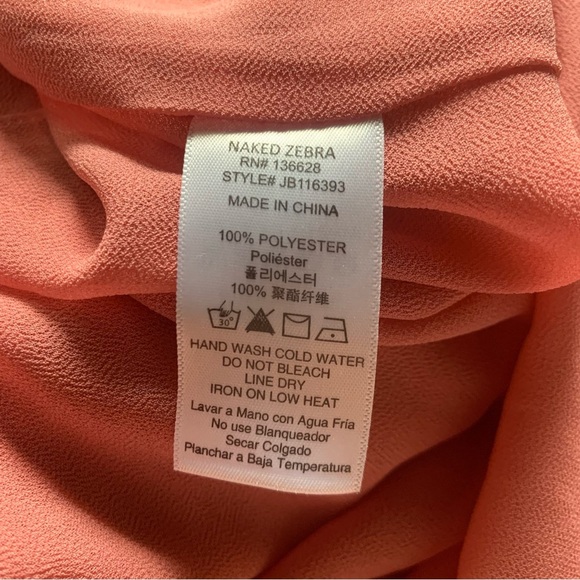 Naked‎ Zebra Pink ruffle sleeve blouse size LARGE - Picture 5 of 6